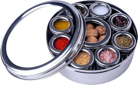 masala dabba with individual lids